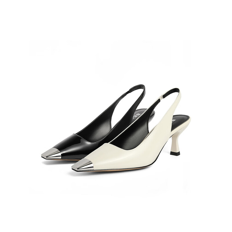 百丽金属头凉鞋女2023秋季新商场同款方头时装凉鞋 黑色 36