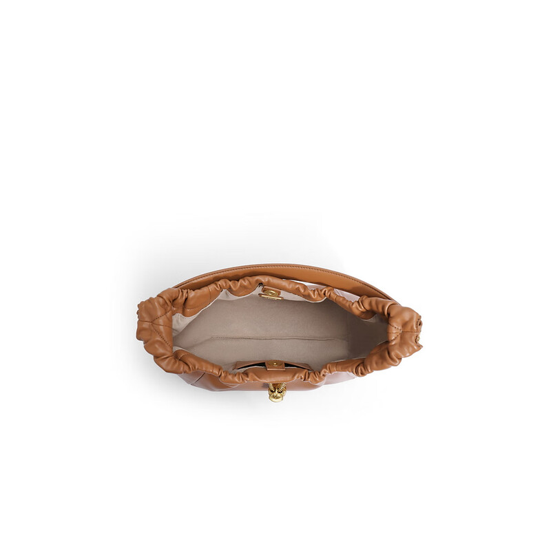 百丽包包女2023秋季新款时尚百搭休闲单肩通勤褶皱腋下包X9172CX3 棕色 F