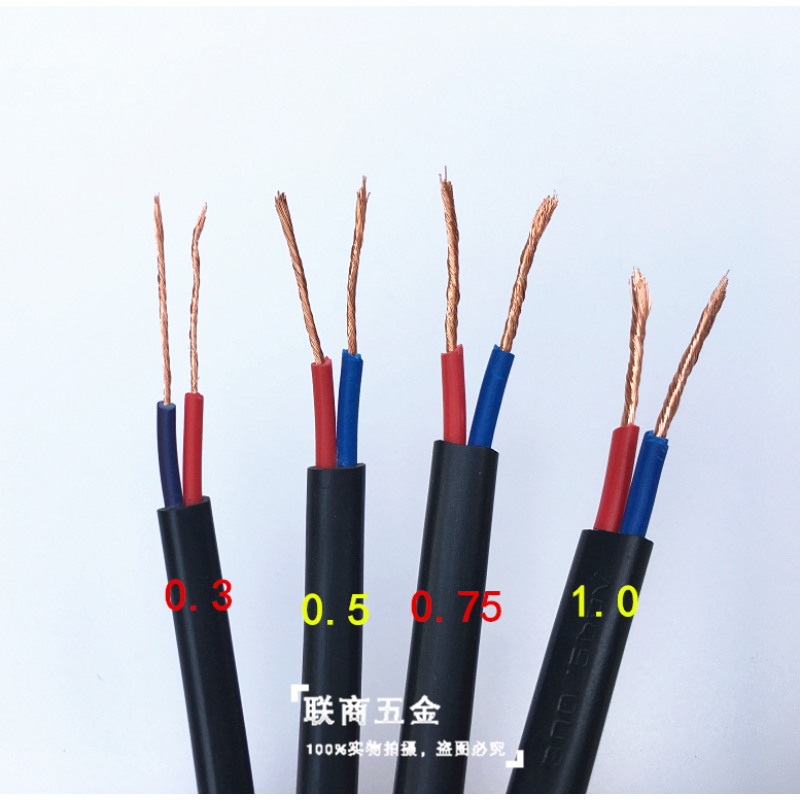 凯睿 铜黑皮软线双芯多股铜丝线RVV0.3/0.5/0.75平方弱电强电线 2芯0.3平方 40米