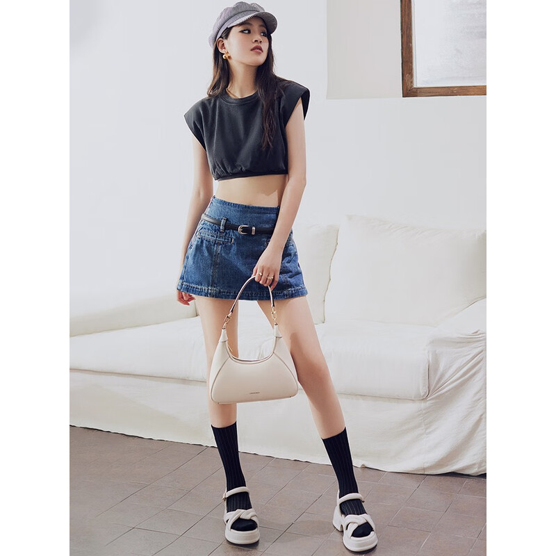 百丽包女2023秋季新商场同款简约质感通勤腋下包X6761CX3 米色 F