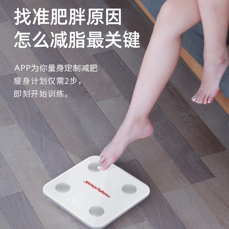 morosphy richerods智能电子秤体脂秤家用体重秤高精准17项身体数据平衡人体秤 白色 MF-98066