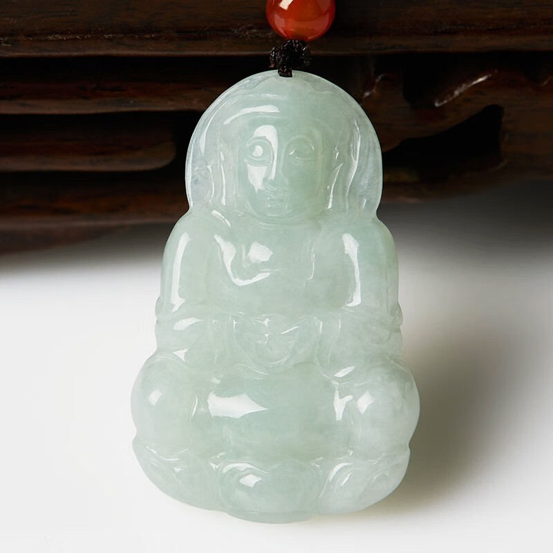 曼丽翠 翡翠观音吊坠玉观音项链观音菩萨男女款观音玉坠玉石玉器挂件附证书