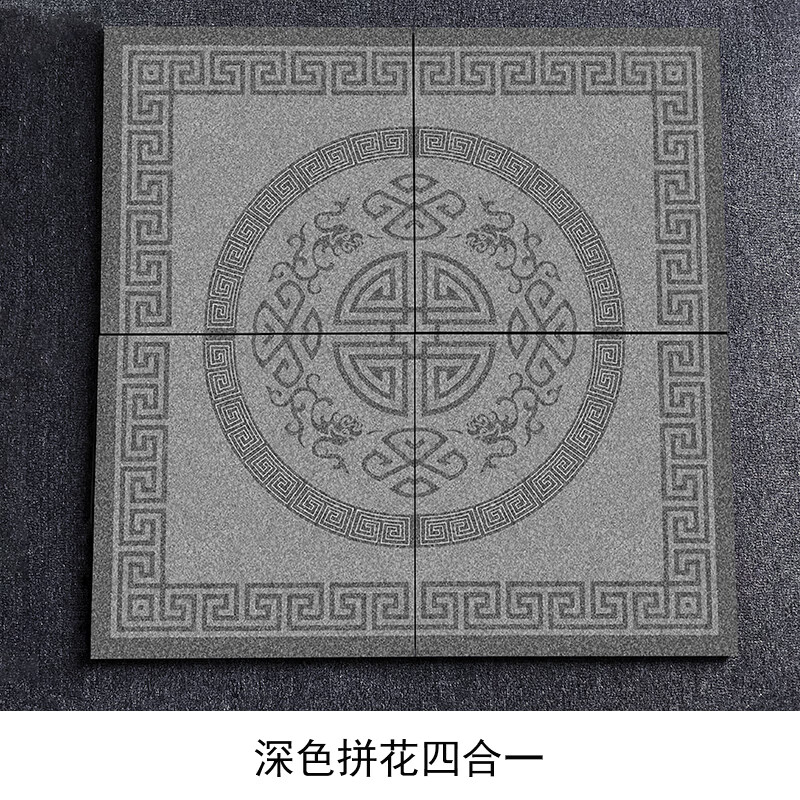 定制庭院地砖室外拼花瓷砖中式富贵拼图石英砖pc态地铺石石英砖  600*600