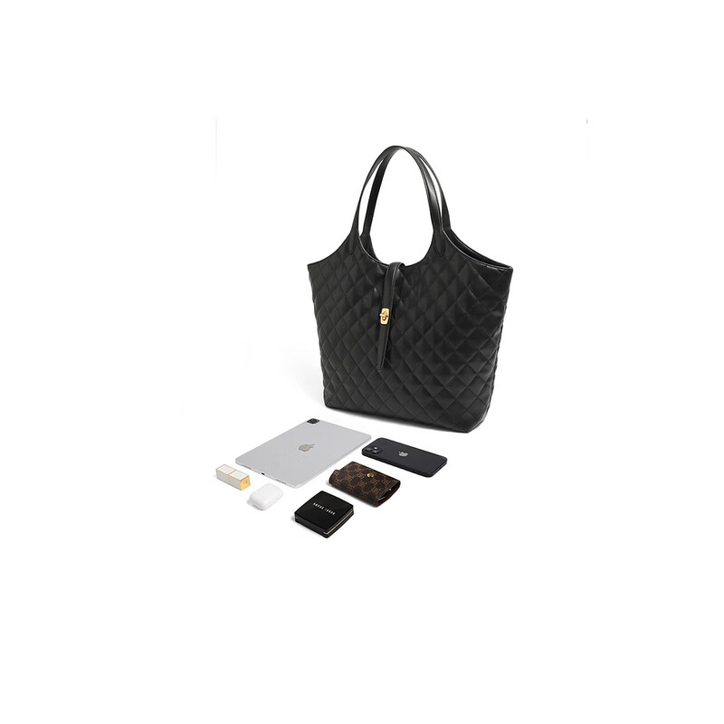 百丽2023冬季新商场同款大容量简约通勤小香风托特包X6856DX3 黑色 F