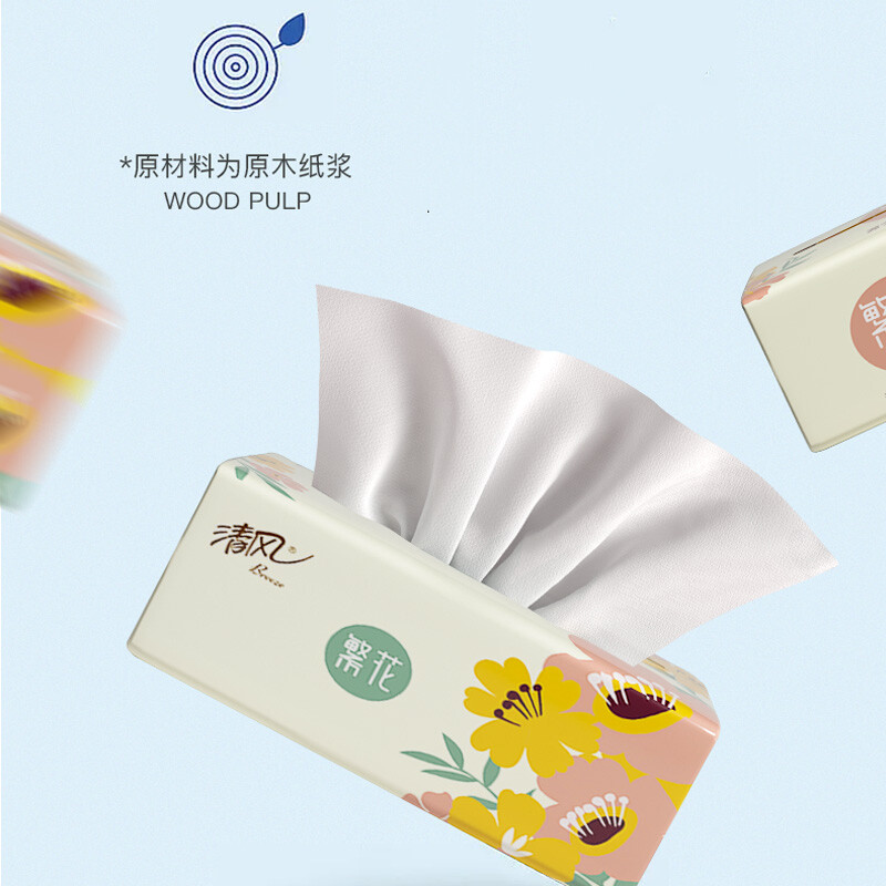 清风繁花系列2层150抽6包装软抽纸