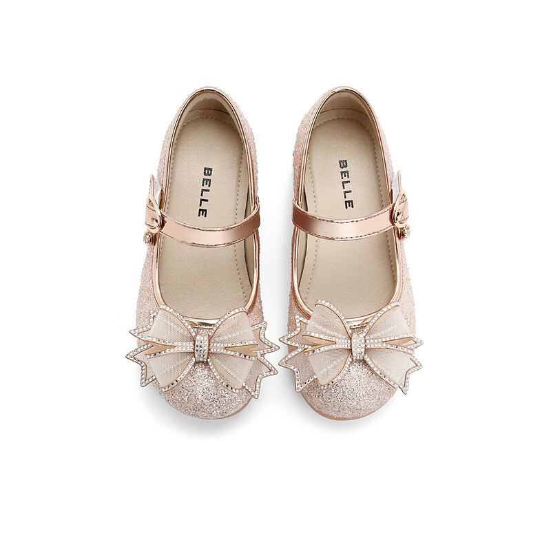 百丽细闪蝴蝶结玛丽珍鞋童鞋2023春季新商场同款公主风单鞋3LQ11A83 粉色 33