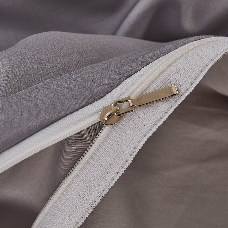 洁丽雅 优品全棉四件套60支数码印花件新疆长绒棉全棉高织密四件套200*230cm 浅灰色 1.8米