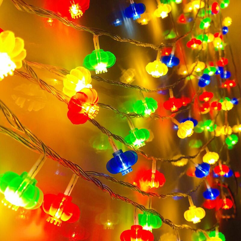 led新年彩灯闪灯串灯小红灯笼中国结彩灯串2021牛年春节家用挂灯节日