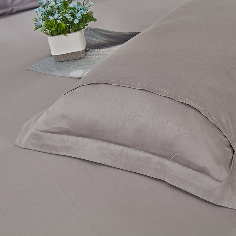 洁丽雅 优品全棉四件套60支数码印花件新疆长绒棉全棉高织密四件套200*230cm 浅灰色 1.8米