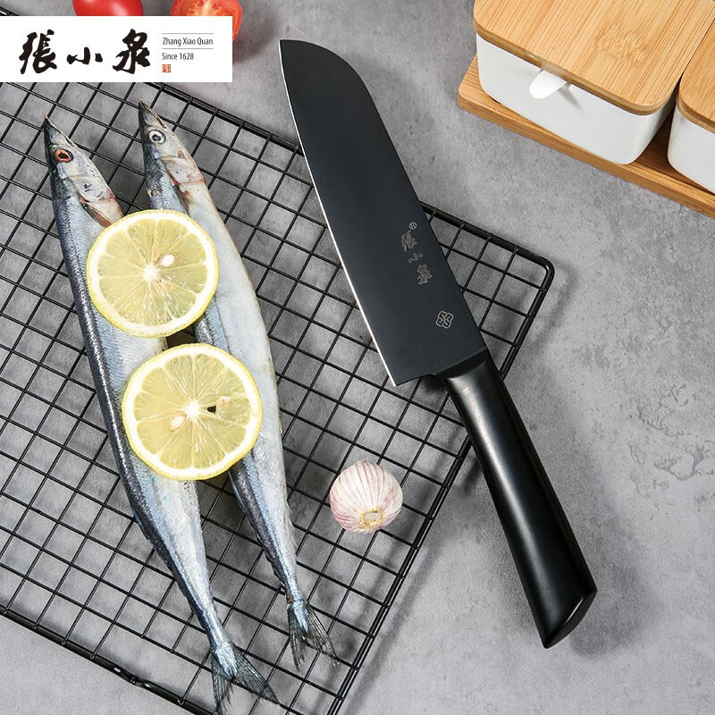 张小泉菜刀切片刀不锈钢家用水果刀厨房锋利切肉刀具耐锈黑刀女士小厨刀 多用刀切菜刀