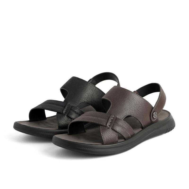 百丽商场同款牛皮男休闲凉鞋7ER01BL1 灰色 42