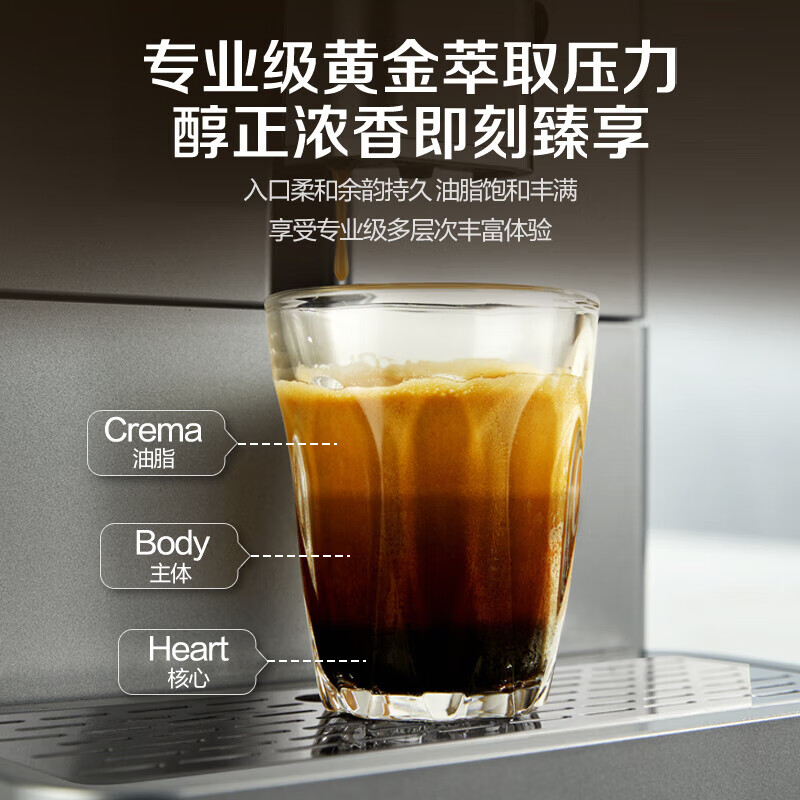 松下咖啡机家用/办公室全自动意式咖啡机研磨一体 奶泡系统 现磨咖啡豆 NC-EA801 曜石灰