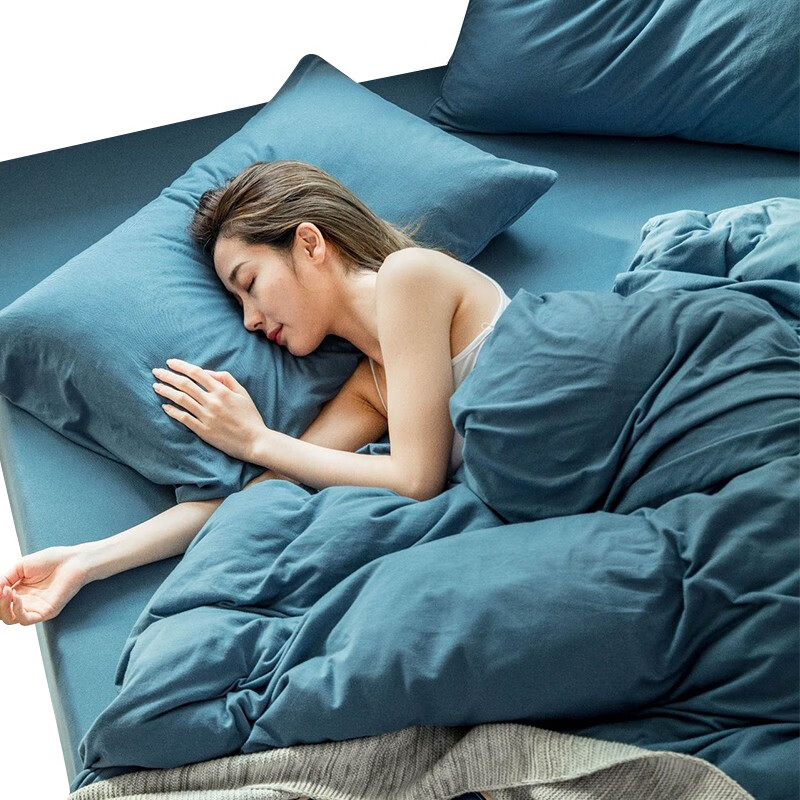 Tri-polar天竺棉日式纯色床品套件 TP2982 海蓝色 1.8m床单款被套加四件套