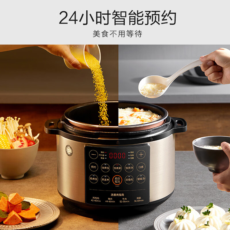 九阳（Joyoung）5升家用电压力锅压力煲可立上盖高压电饭锅开盖营养煮铜匠大火预约定时一锅双胆电高压锅Y-50C72