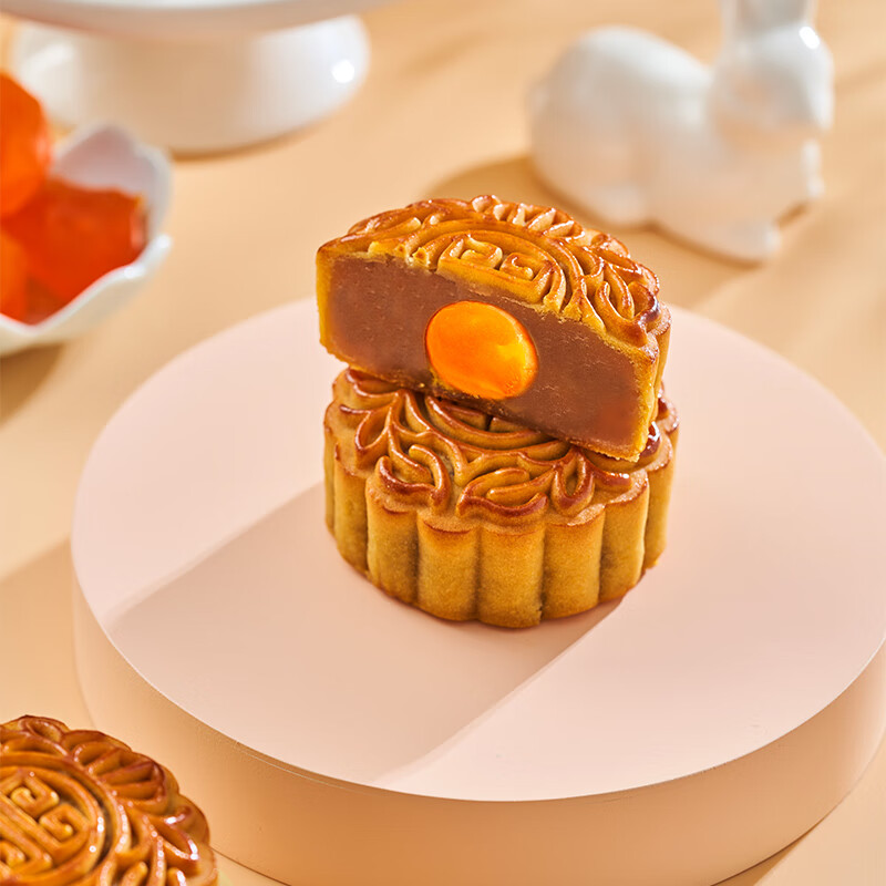 聚春园官方中秋散装单黄白莲月饼奶油香芋蛋黄白莲蓉广式豆沙老式经典 双黄香芋月饼180g*3