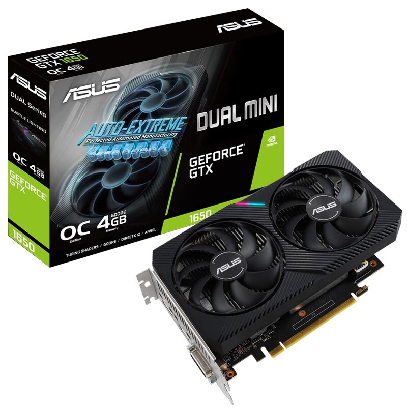 华硕asuadualgtx1650o4gd6mini甜品级台式电竞游戏迷你显卡双风扇雪豹