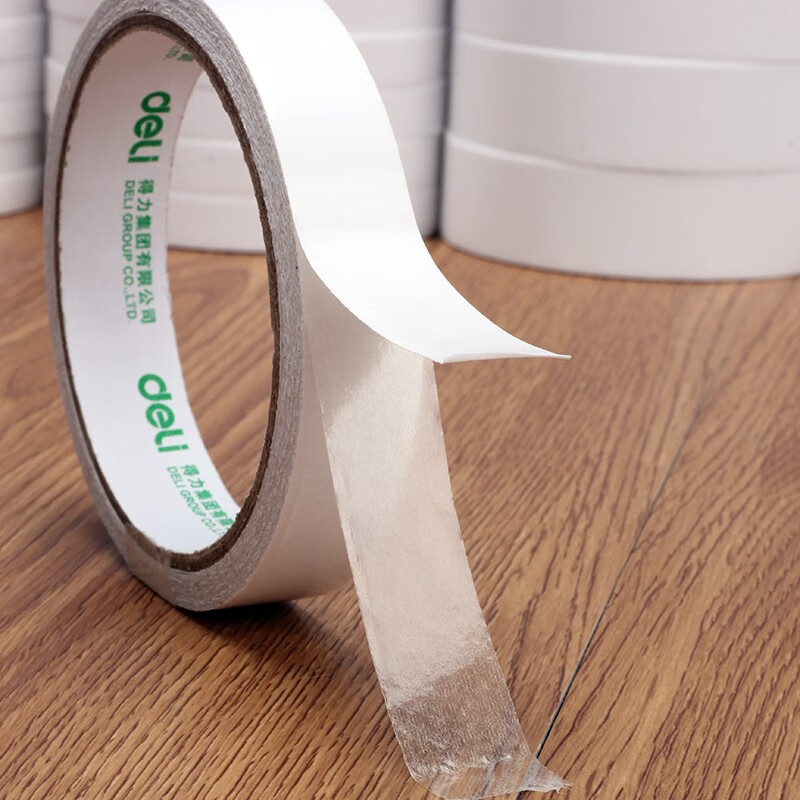 得力（deli）高粘性双面胶带 加粘双面胶双面棉纸胶带/双面泡棉胶带 办公用品 【单卷】宽18mm*长10y 30406