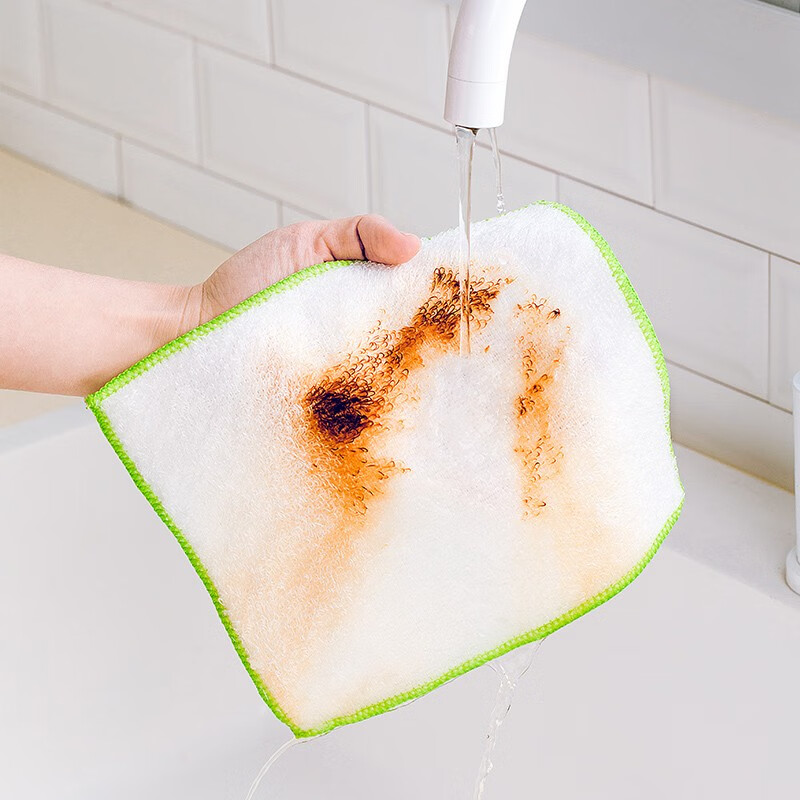 茶花（CHAHUA）竹纤去油抹布洗碗布巾家务清洁厨房毛巾去油家用吸水不掉毛 【2片装】竹纤去油抹布