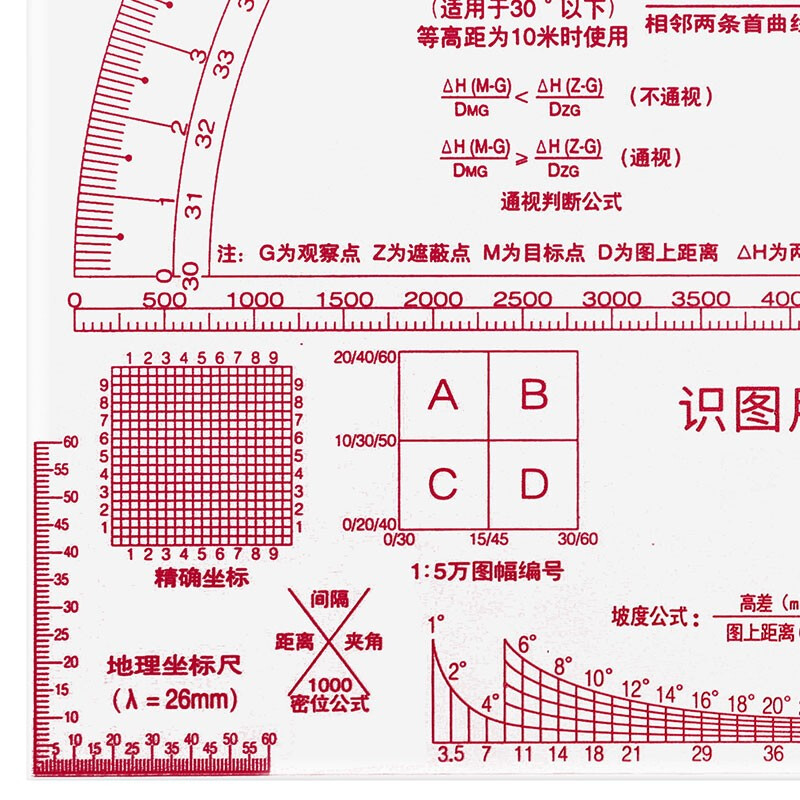 得力识图用图指挥尺作业尺军事地形学尺子地图坐标尺子作战指挥多功能尺