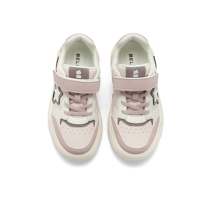 百丽童鞋魔术贴星星板鞋2023秋季新商场同款拼色潮流板鞋C3109C83 米粉 34