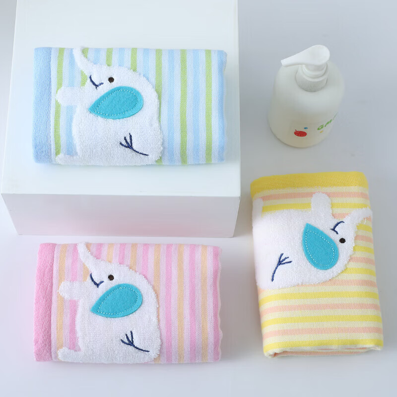 金号毛巾家纺 A类纯棉毛巾小毛巾儿童毛巾吸水洗脸面巾美容巾3条装