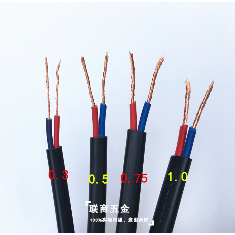 铜黑皮软线双芯多股铜丝线RVV0.3/0.5/0.75平方弱电强电线 2芯0.3平方 40米