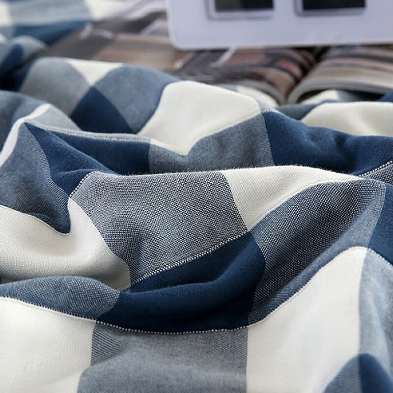 Tri-polar40纱支六层纱布毛巾被空调被 TP2903 大蓝格 150*200cm