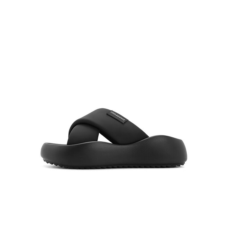 百丽交叉带凉拖女2023夏季新商场同款厚底休闲凉拖B1340BT3 黑色 38