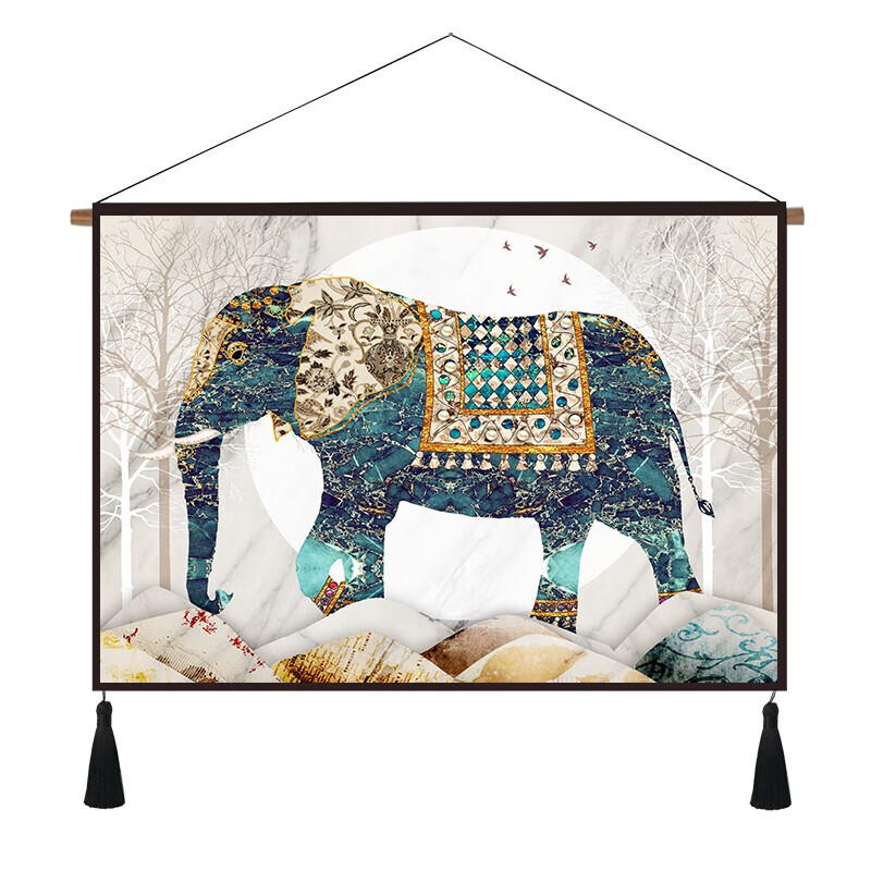 枫林湾北欧风格麋鹿布艺挂画棉麻客厅装饰画布壁画挂床头挂饰现代装饰画