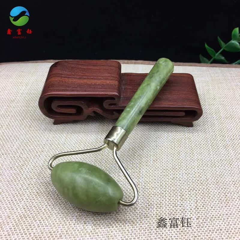 鑫富钰 岫玉按摩滚轮按摩棒面部背部按摩美容玉石玉器工艺品