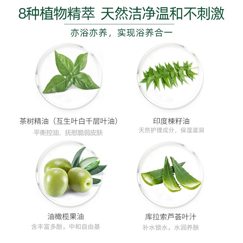 天然之扉 茶树清爽滋养沐浴露532ml（美国进口 天然植物 清爽控油）