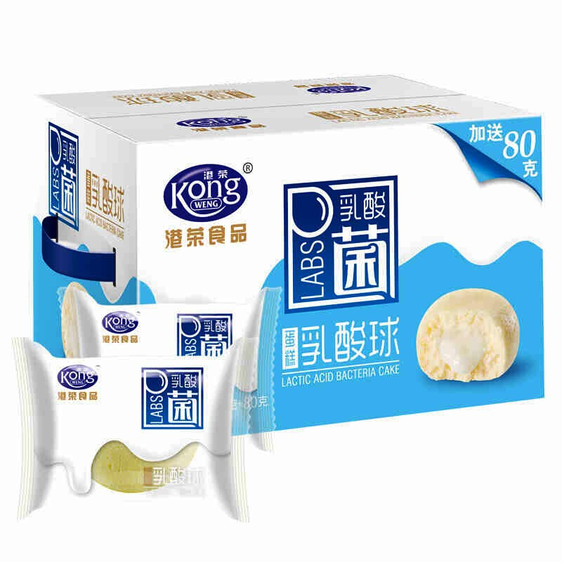 港荣蒸蛋糕 营养早餐面包饼干蛋糕休闲食品零食 乳酸球 580g