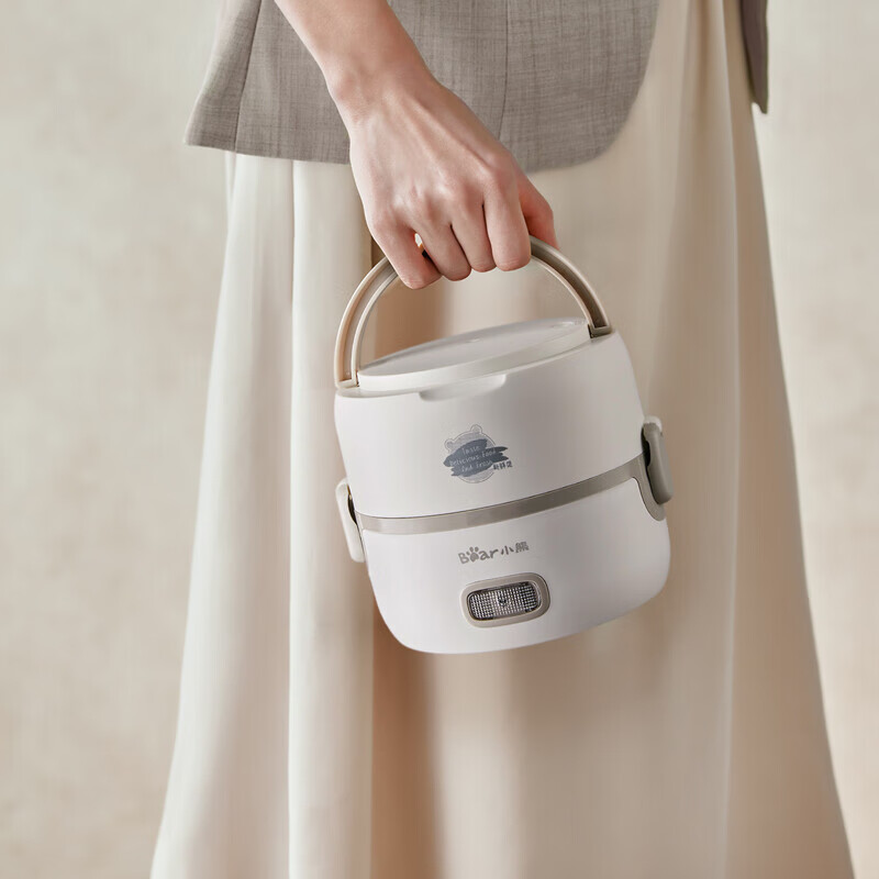 小熊电热饭盒 插电可加热不锈钢内胆 白色1.2L DFH-B14S3