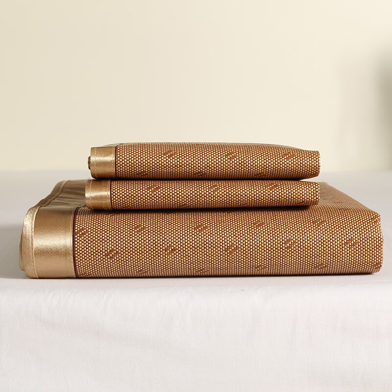 富安娜家纺单人席子 夏季凉席仿藤席可折叠学生宿舍0.9米床（90*190cm）