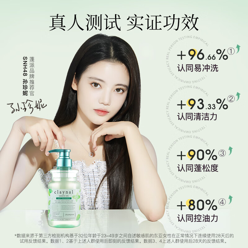 蓬派（CLAYNAL）洗发水控油止痒清爽薄荷洗头膏450ml男女通用氨基酸无硅油