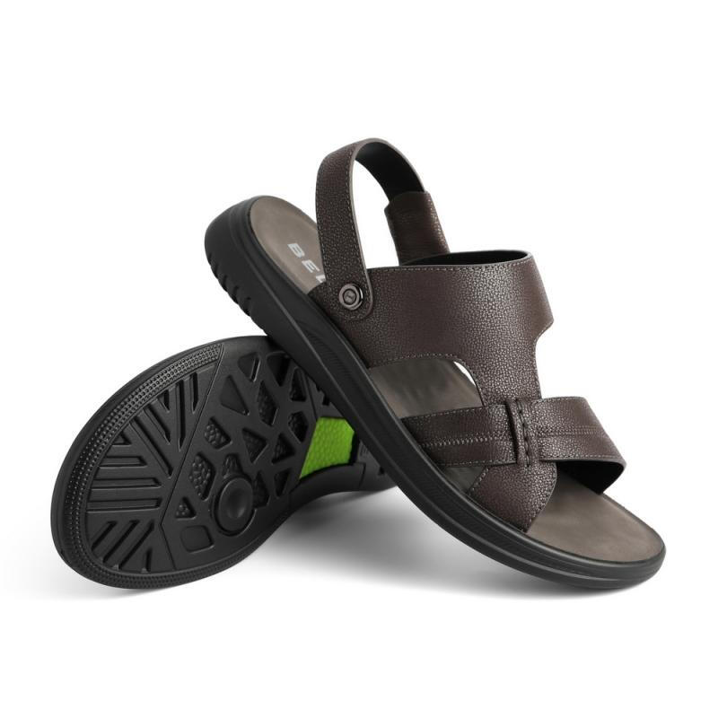 百丽商场同款牛皮男休闲凉鞋7ER01BL1 灰色 42