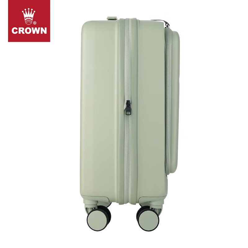 皇冠（CROWN）皇冠前置可扩充行李箱C-F5502H 抹茶绿 拉链 20英寸 可登机