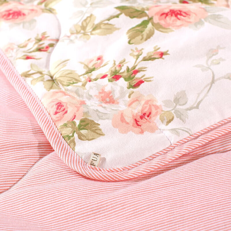 富安娜（FUANNA）空调被子全棉夏被夏凉被芯可水洗薄被双人加大汐颜(230*229cm)粉