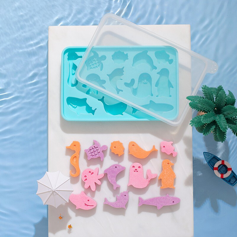 茶花奈斯童趣冰块盒（1个装）满足童心轻松脱模 红色+蓝色（两个装）