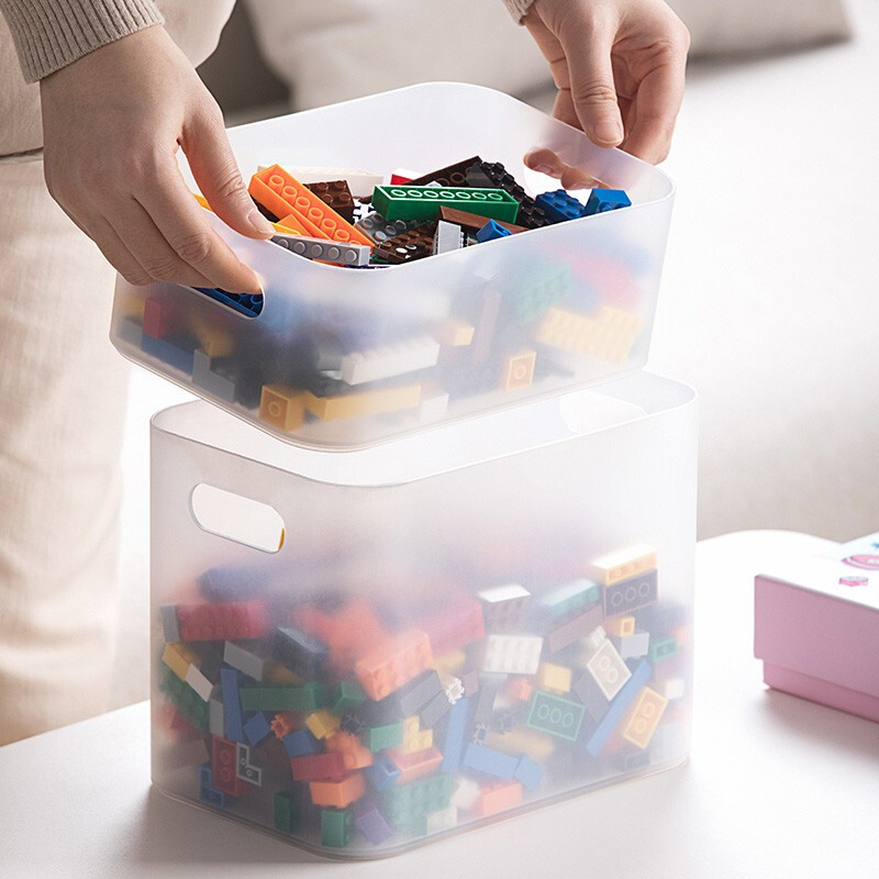 茶花（CHAHUA）茶花收纳盒桌面小盒子收纳格半透明磨砂 美纳带盖收纳盒150001+150002