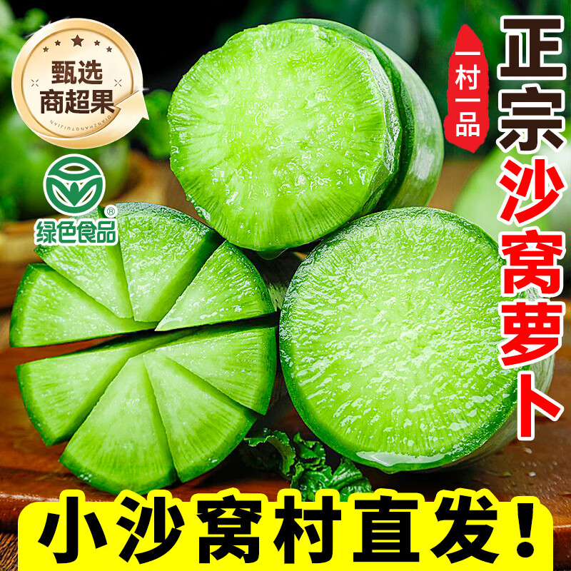 沙窝曙光正宗天津沙窝萝卜水果型青萝卜特产绿萝卜根茎类新鲜蔬菜