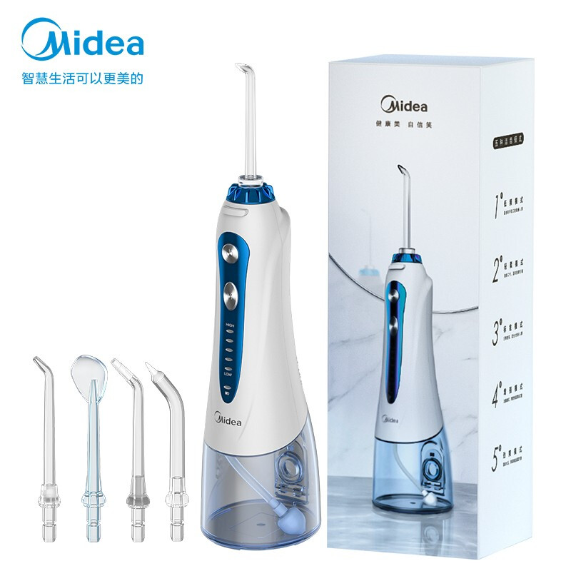 美的（Midea）电动牙刷成人 声波震动 300天续航+冲牙器冲牙器 洗牙器 口腔呵护清洁套装 S1P+BJ0102