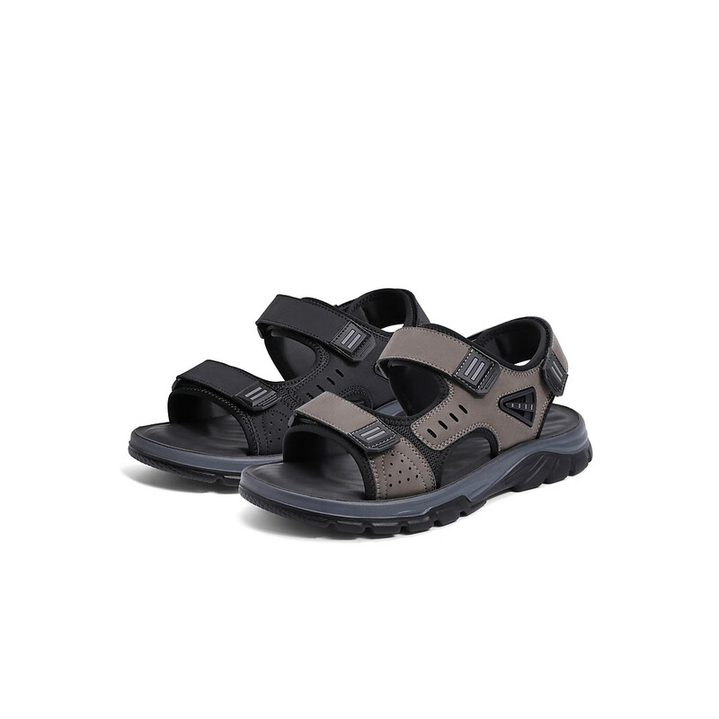 百丽户外休闲鞋男2023夏新商场同款魔术贴运动沙滩凉鞋8BD01BL3 黑色 40