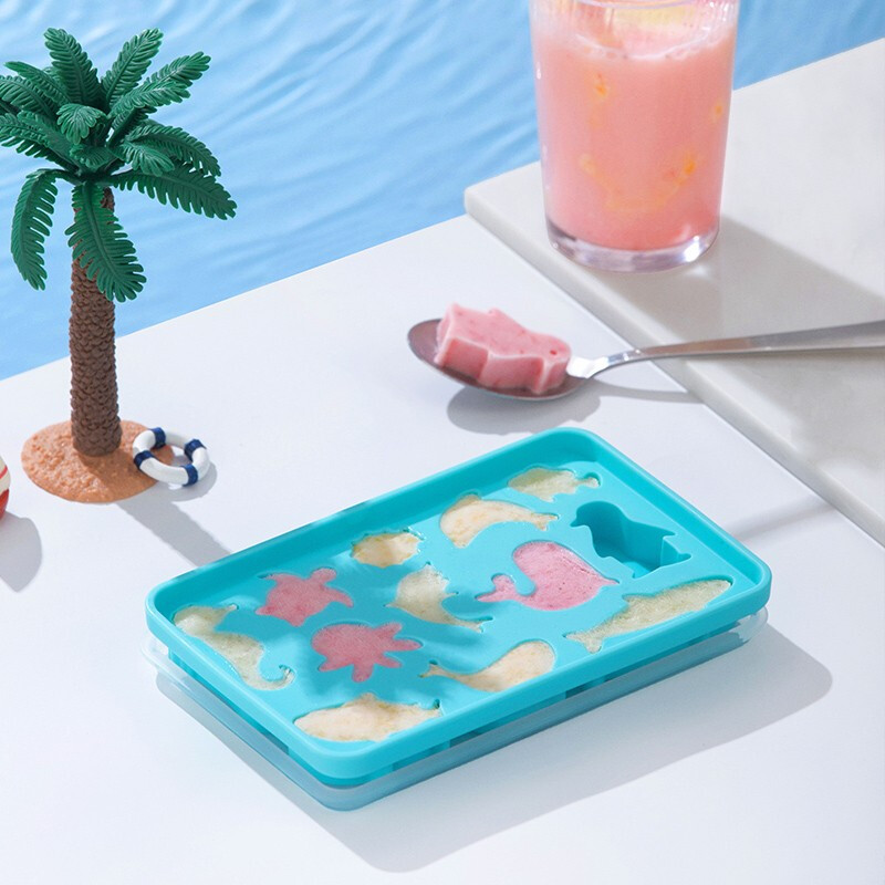 茶花奈斯童趣冰块盒（1个装）满足童心轻松脱模 红色+蓝色（两个装）