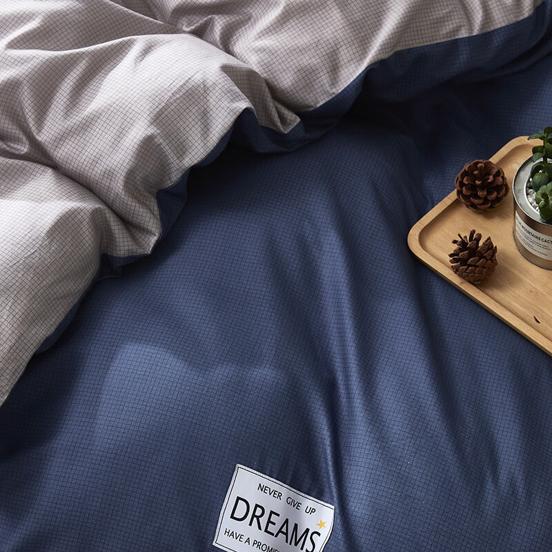 富安娜（FUANNA）【门店同款】纯棉三件套 学子季．绽放青春 1.2床（152*210cm）蓝
