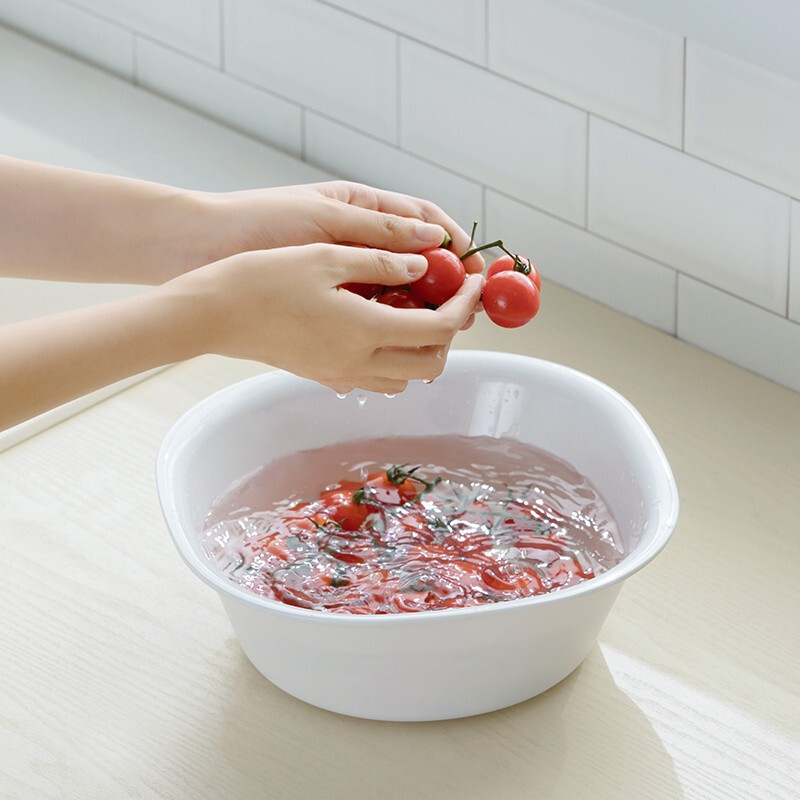 茶花银离子抗菌加厚脸盆塑料脚盆洗PP新生婴儿童大小脸盆洗菜盆 【抗菌款小号】圆盆