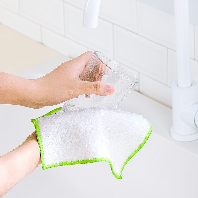 茶花（CHAHUA）竹纤去油抹布洗碗布巾家务清洁厨房毛巾去油家用吸水不掉毛 【2片装】竹纤去油抹布