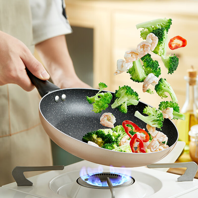 美的（Midea）煎锅不粘锅牛排锅平底锅煎蛋锅煎饼锅炒菜锅CJ24Fry302M金色