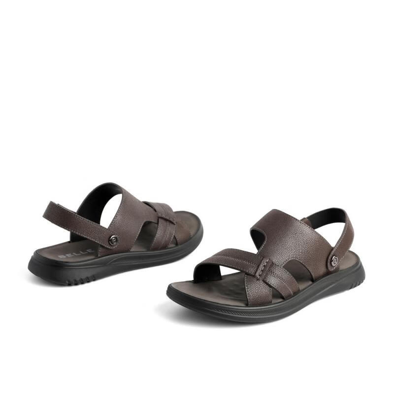 百丽商场同款牛皮男休闲凉鞋7ER01BL1 灰色 42