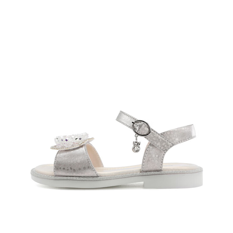 百丽亮晶晶凉鞋童鞋2023夏季新商场同款蝴蝶结公主鞋33700B63 银色 31